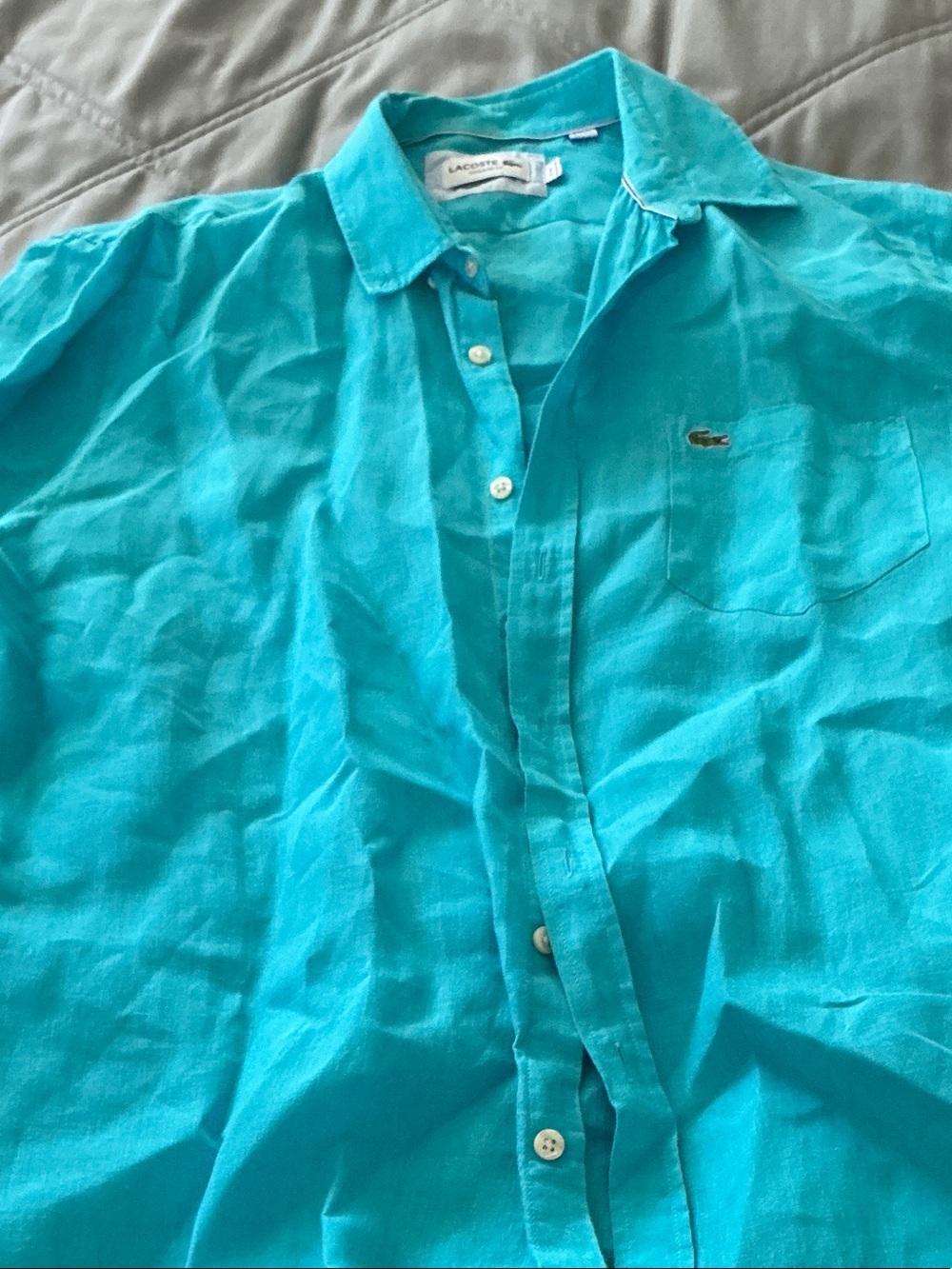 Lacoste Men's Bright Turquoise Button-Down Shirt XL-XXL FR 45
